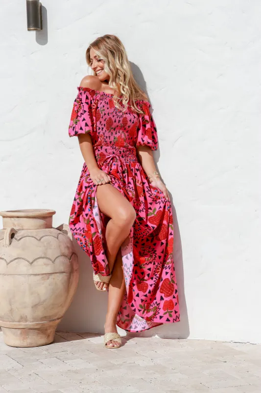 Joop & Gypsy Rio Shirred Maxi Dress Bright Multi sold by Shine On