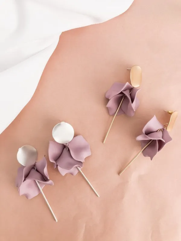 Willow Collective Flora Dangles Silver Mauve sold by Shine On