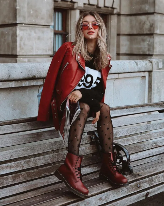 Dr Martens 1460 8 Eye Boot Cherry Red Smooth sold by Shine On