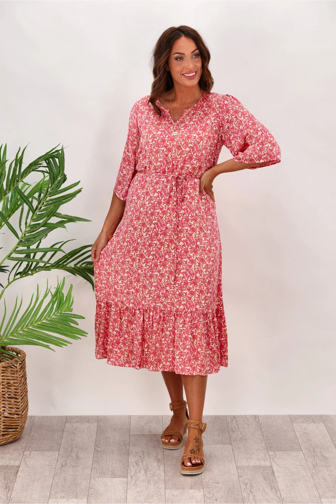 Gloss by Shine On Sorrento Flutter Sleeve Dress Pink Delicate Floral sold by Shine On product image thumbnail 3
