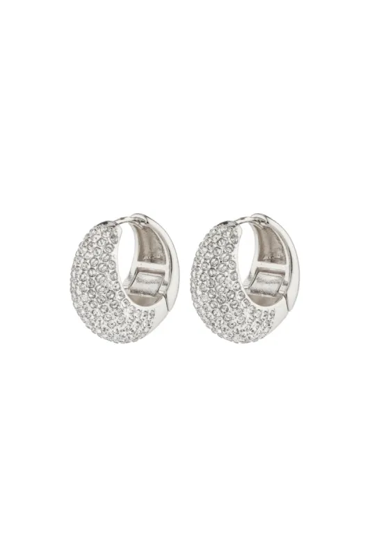 Pilgrim Naomi Recycled Crystal Hoops Silver Plated sold by Shine On