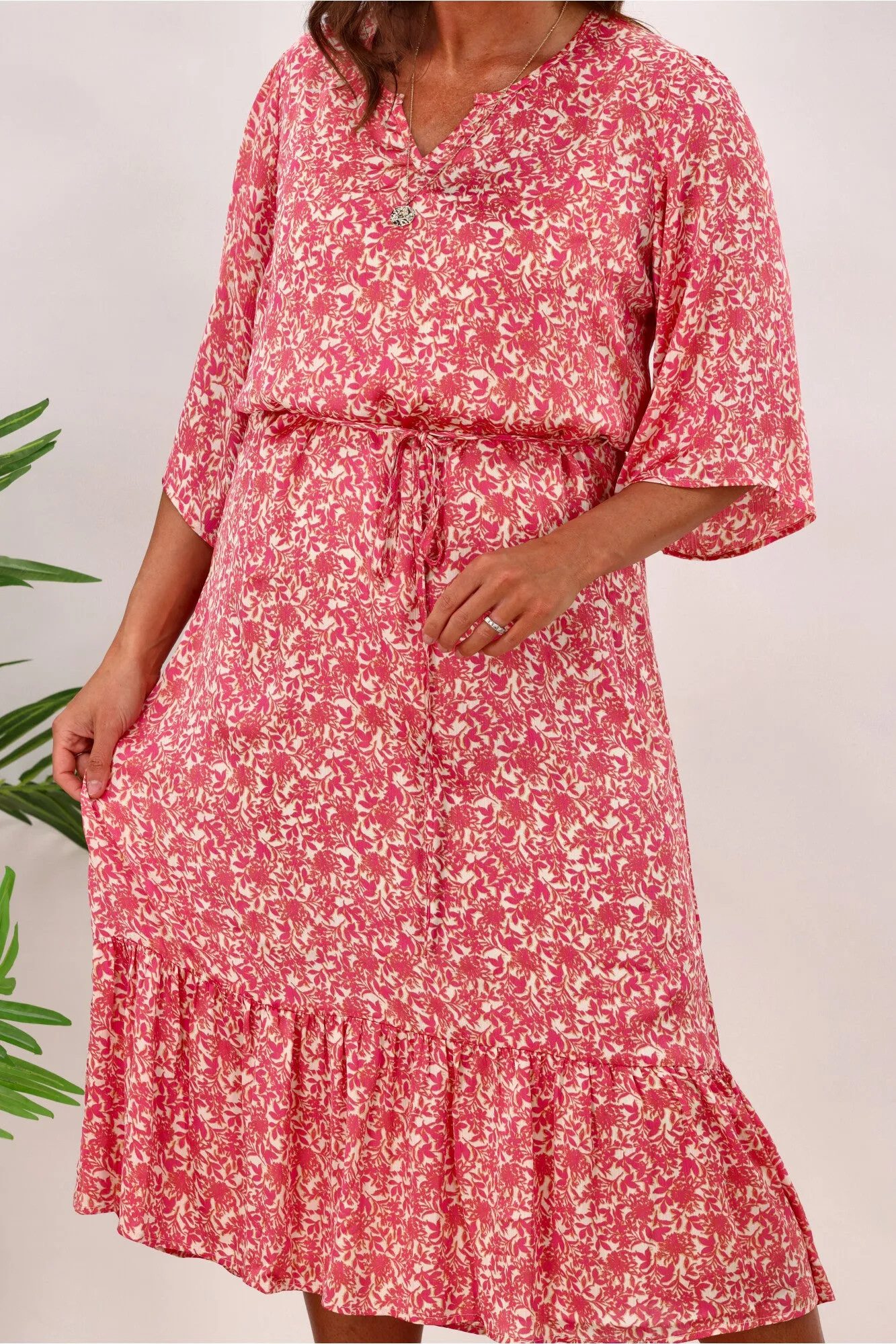 Gloss by Shine On Sorrento Flutter Sleeve Dress Pink Delicate Floral sold by Shine On product image thumbnail 4