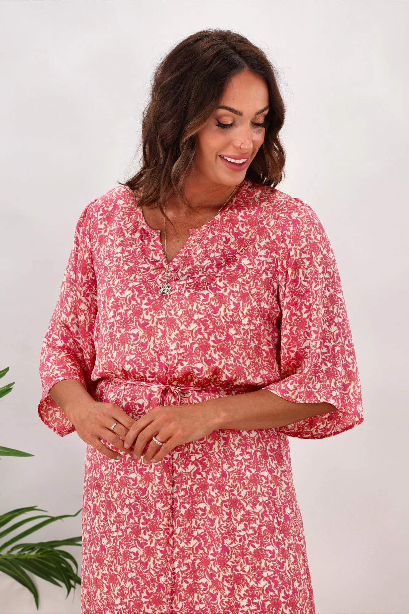 Gloss by Shine On Sorrento Flutter Sleeve Dress Pink Delicate Floral sold by Shine On product image thumbnail 2