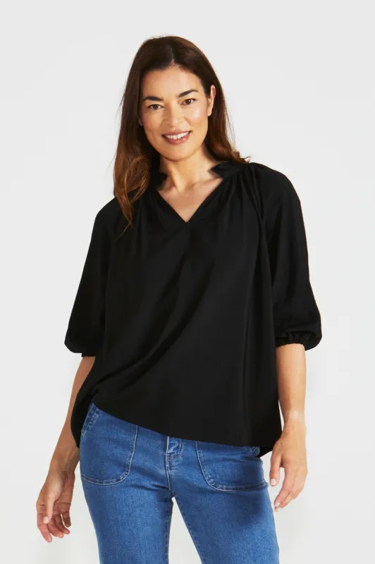 Betty Basics Cecilia Blouse Black sold by Shine On