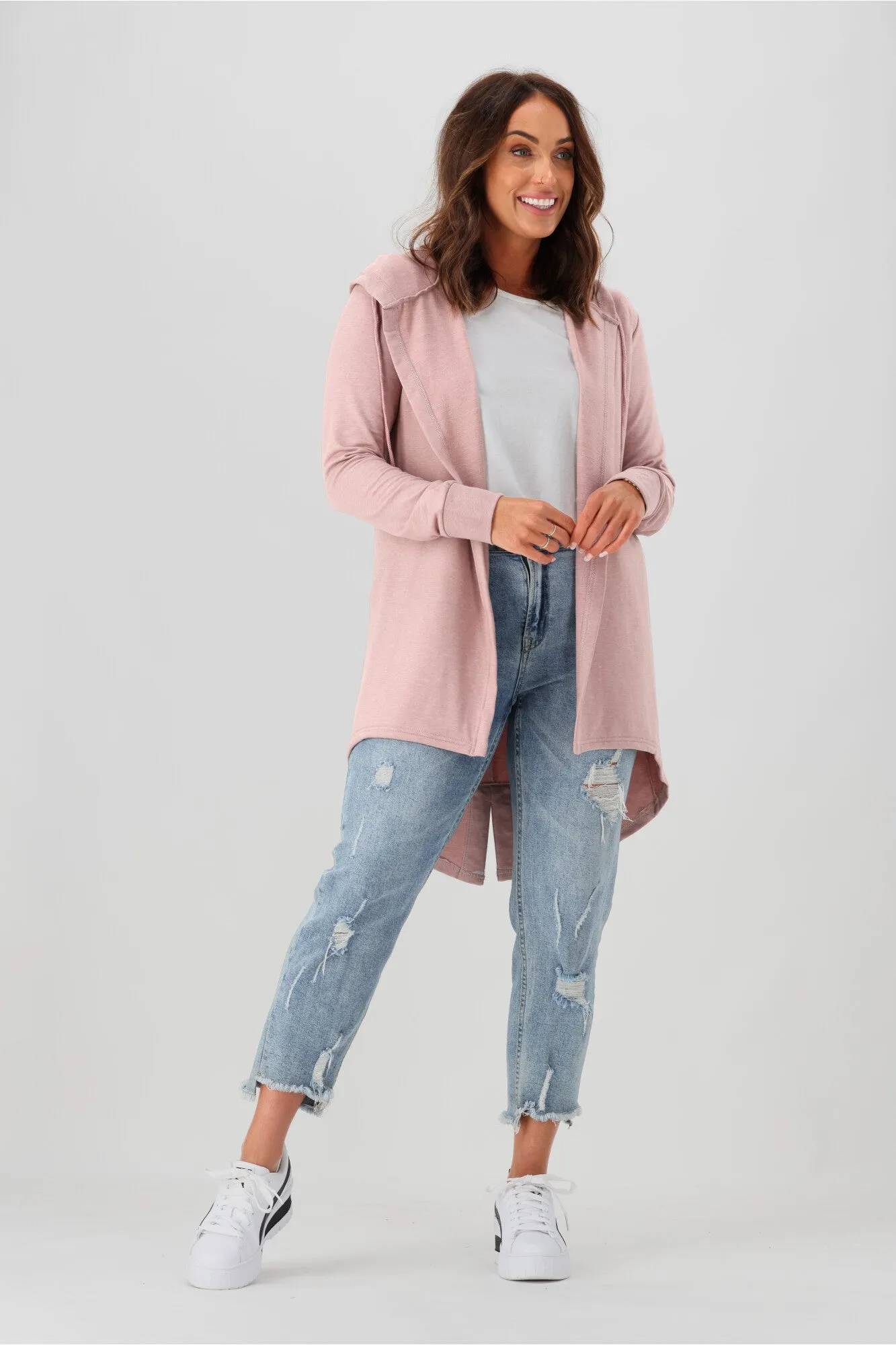 Silent Theory Ashleigh Hooded Cardigan Blush Marle sold by Shine On
