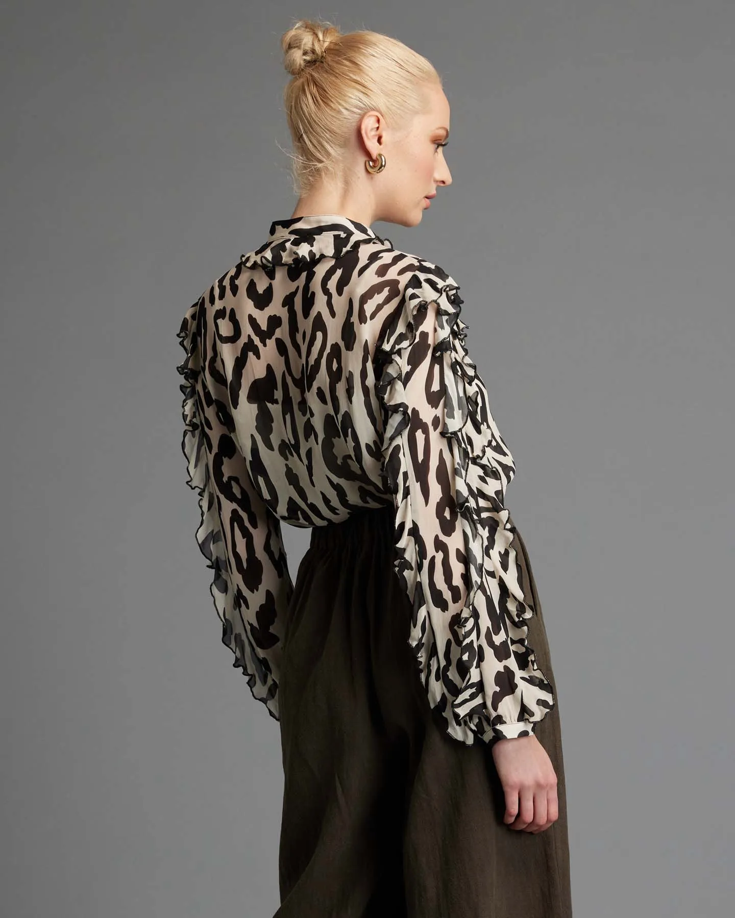 Fate Dreaming Frill Sleeve Top Cream Animal sold by Shine On product image thumbnail 5