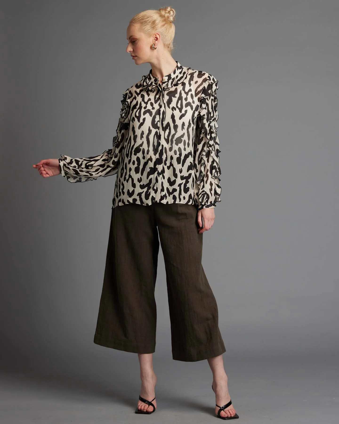 Fate Dreaming Frill Sleeve Top Cream Animal sold by Shine On product image thumbnail 4
