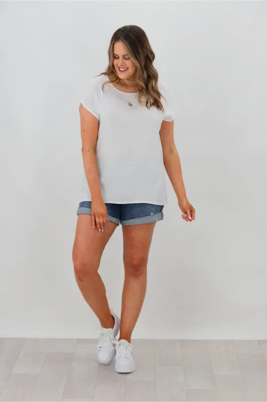 Shine On Label Hi Lo Top White sold by Shine On