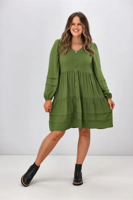 Gloss by Shine On Lizzie Dress Forest Green sold by Shine On