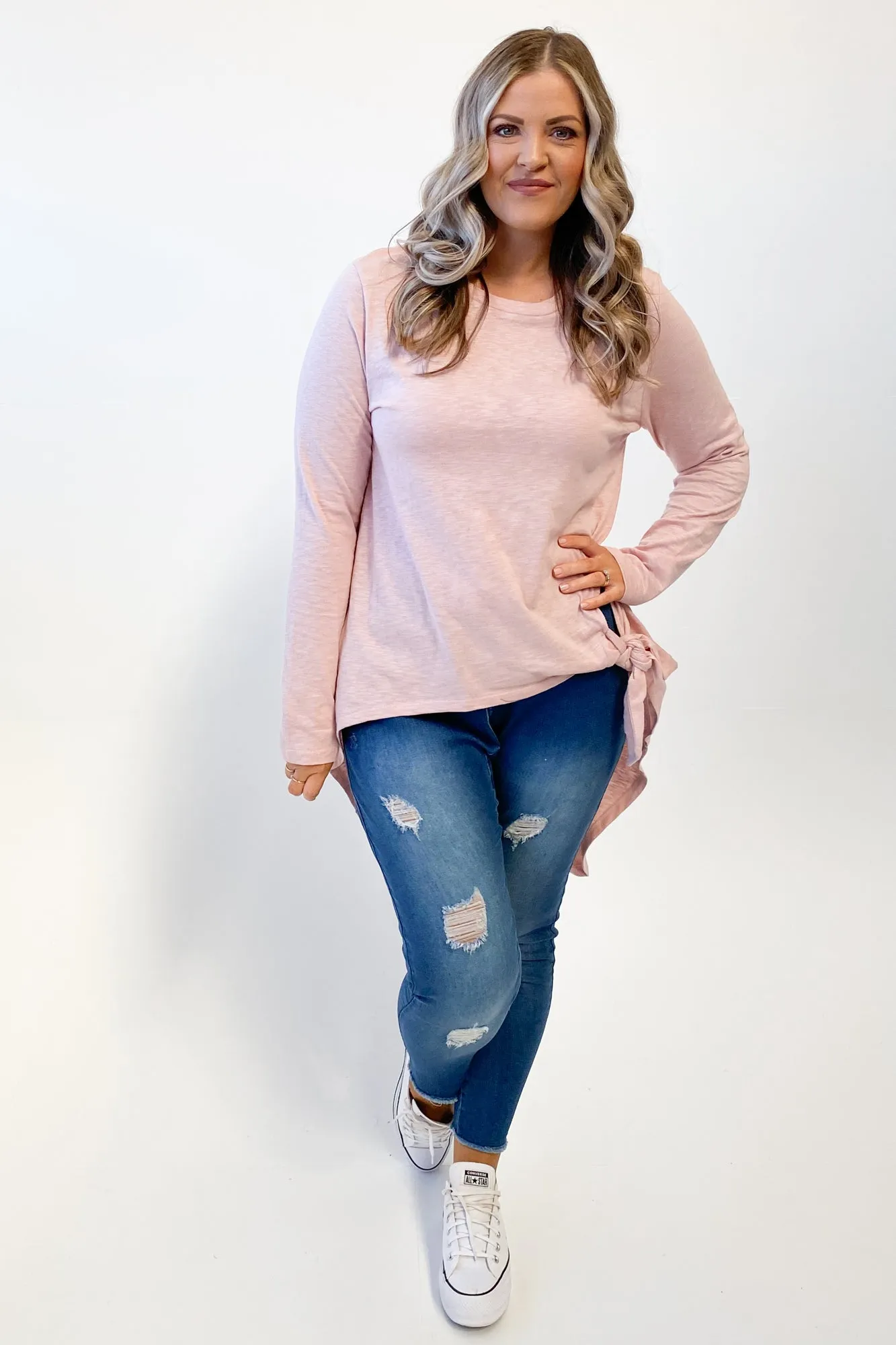 Little White Lie Michelle Tail Ls Tee Pink sold by Shine On