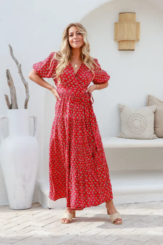 Joop & Gypsy Ditsy Wanderer Wrap Dress Red sold by Shine On