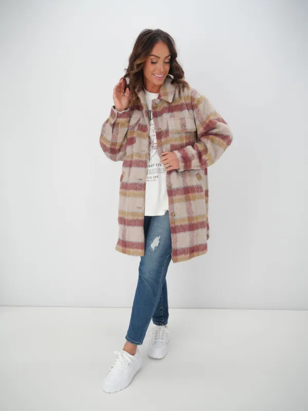 All About Eve Marlo Longline Shacket Check sold by Shine On