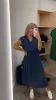 Gloss by Shine On Valeria Tie Waist Pleat Dress Steel Blue sold by Shine On