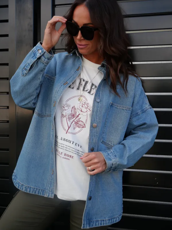 Shine On Label Shayne Denim Shacket sold by Shine On