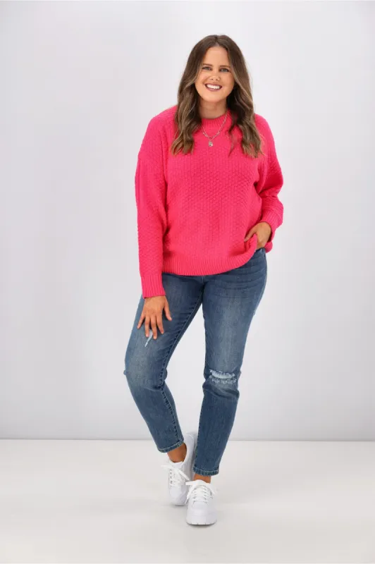 Shine On Label Winnie Moss Stitch Jumper Pink sold by Shine On
