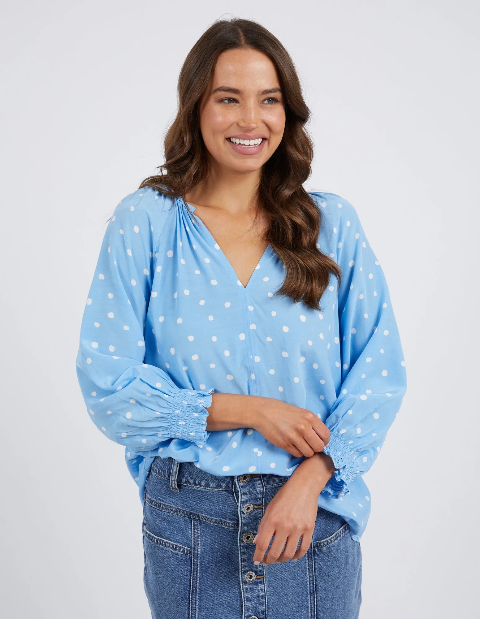 Elm Romy Spot Blouse Azure Blue Spot sold by Shine On
