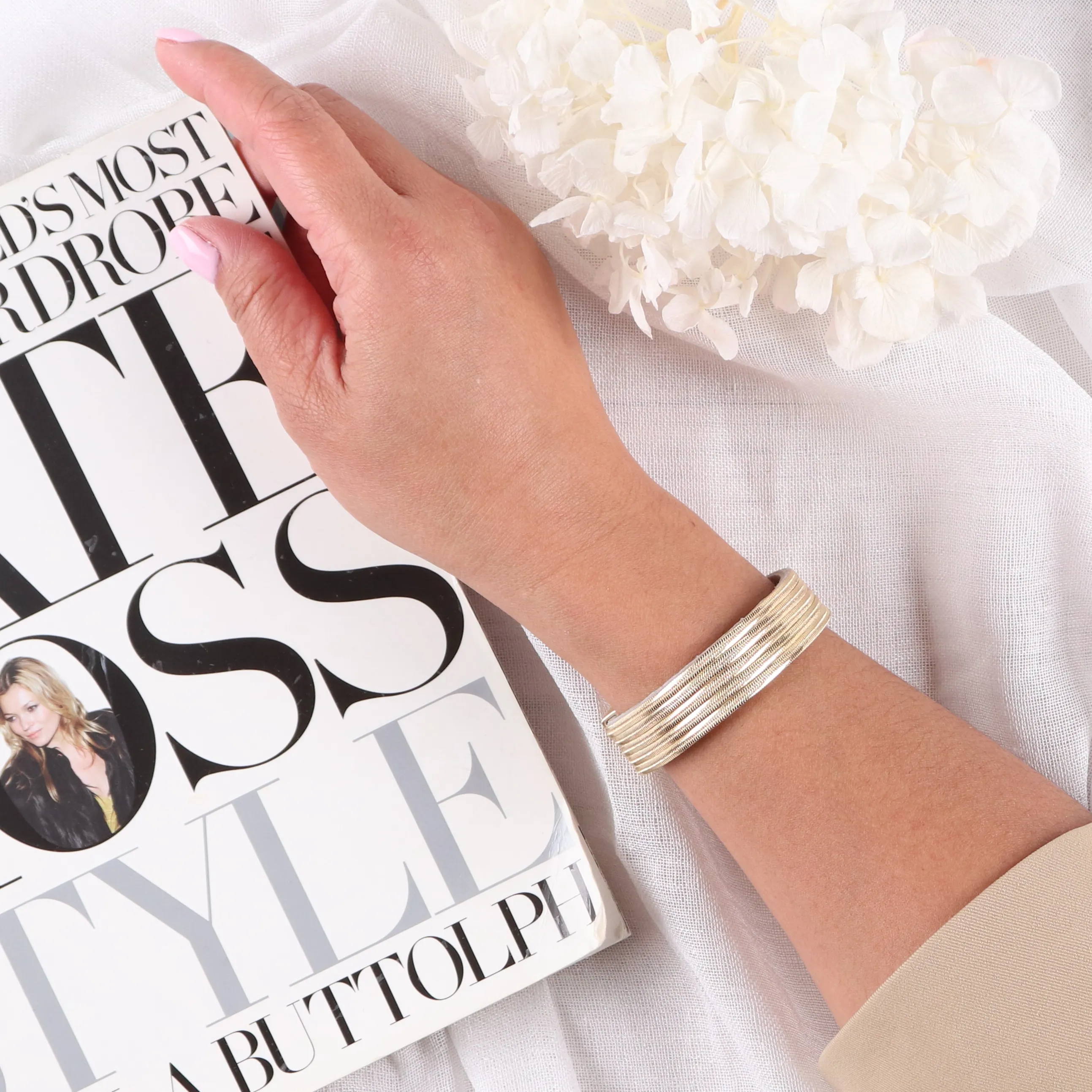 Stella + Gemma Wrap Bracelet Gold Chains on Grey Leather sold by Shine On product image thumbnail 3