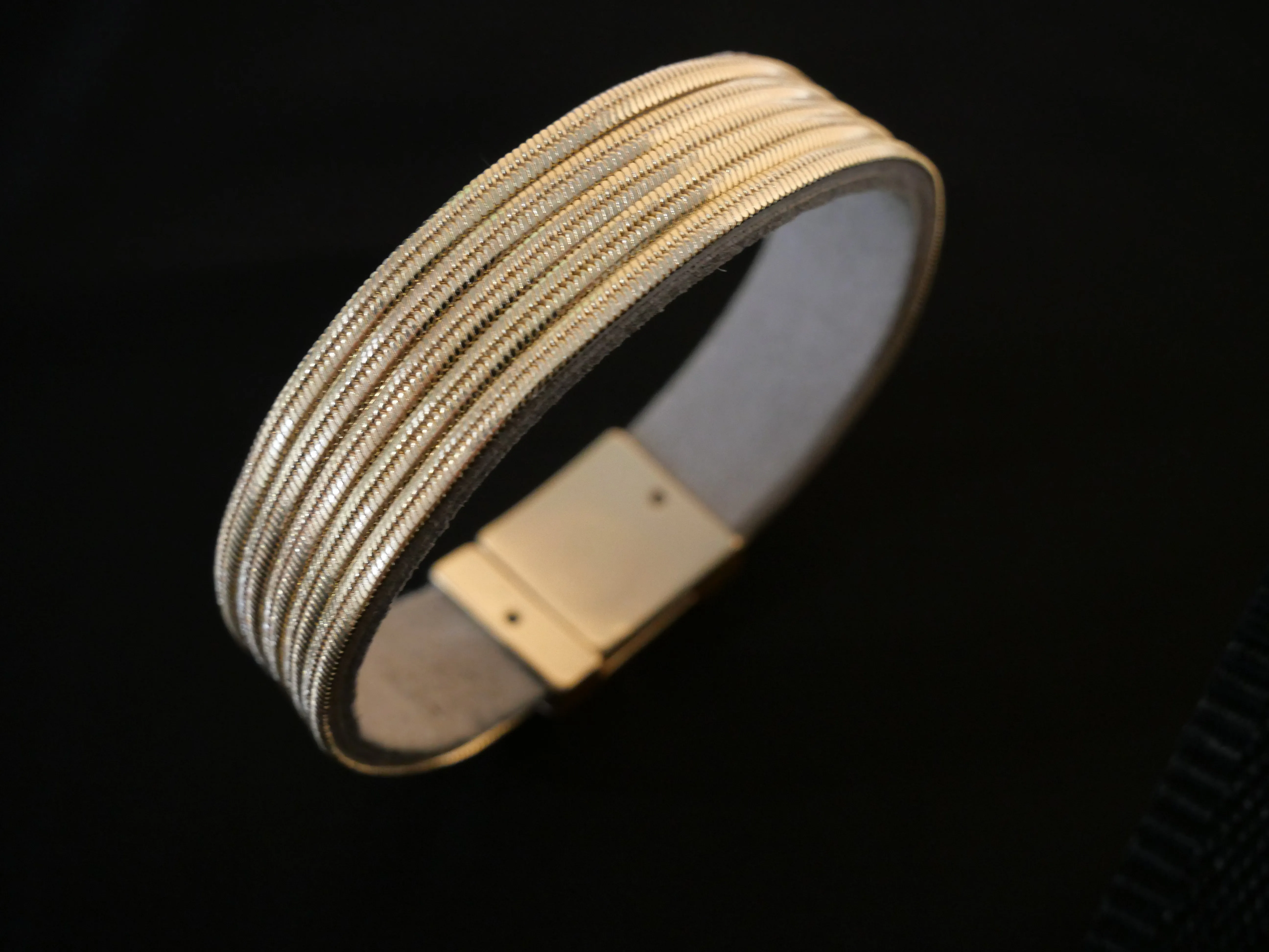 Stella + Gemma Wrap Bracelet Gold Chains on Grey Leather sold by Shine On product image thumbnail 5