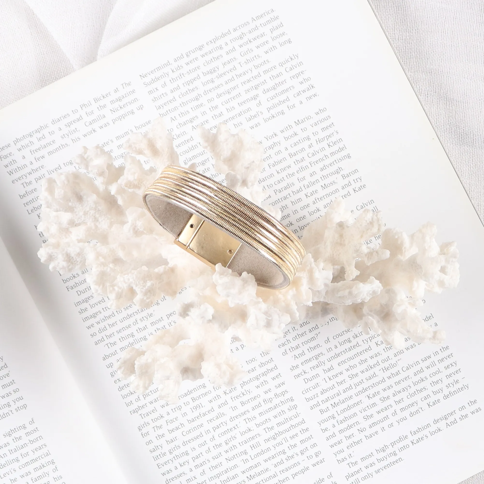 Stella + Gemma Wrap Bracelet Gold Chains on Grey Leather sold by Shine On product image thumbnail 2