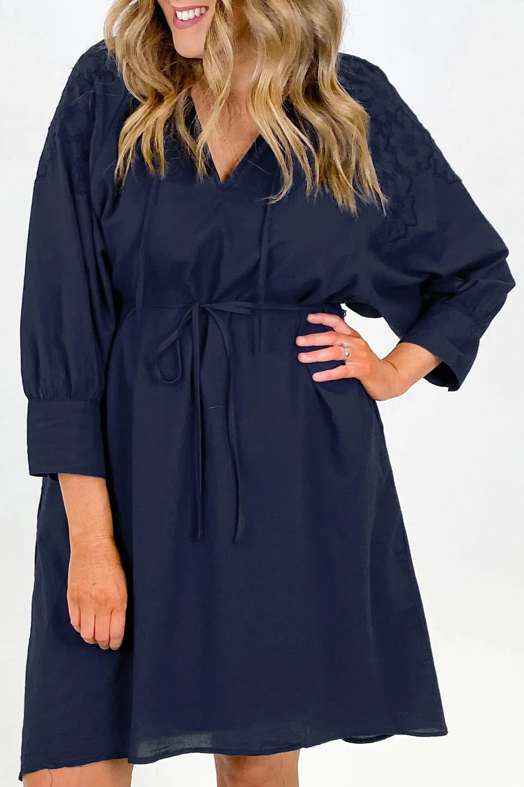 Fate Dreams Embroidered Midi Dress Navy sold by Shine On product image thumbnail 2