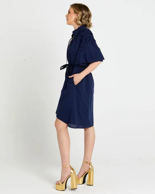 Fate Dreams Embroidered Midi Dress Navy sold by Shine On product image thumbnail 5