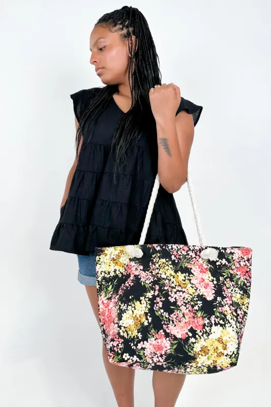 Ivys Tote Bag Black Floral sold by Shine On