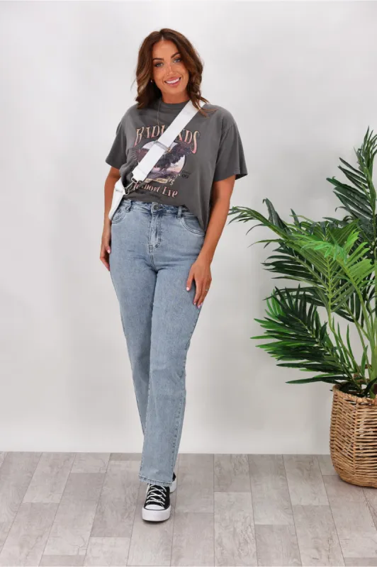 Silent Theory Mila Comfort Straight Jean Light Blue sold by Shine On