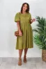 Shine On Label Delta Elasticated Panel Dress lime sold by Shine On