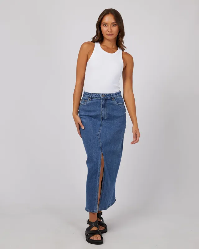 Silent Theory Eva Comfort Maxi Skirt Blue sold by Shine On