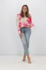Fria Ava Cloud Print Blouson Sleeve Blouse Fuchsia sold by Shine On