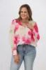 Fria Ava Cloud Print Blouson Sleeve Blouse Fuchsia sold by Shine On