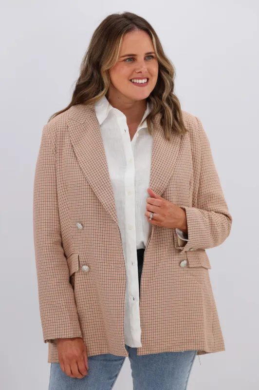 Leoni Boyfriend Blazer Beige Check sold by Shine On