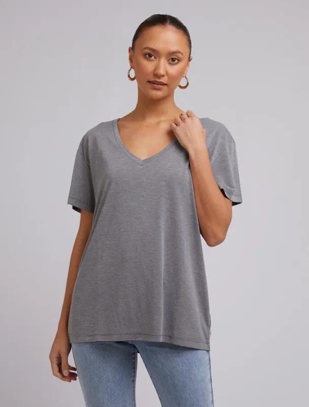 Silent Theory Harper Vee Tee Grey Marle sold by Shine On