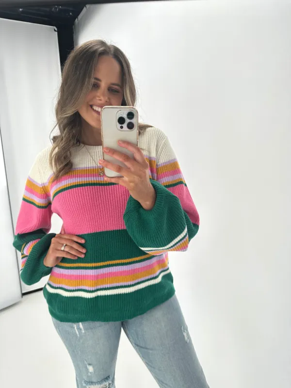 Sugarhill Brighton Marina Jumper Irregular Stripes Multi sold by Shine On