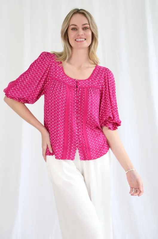 Salty Bright Pippa Top Magenta sold by Shine On
