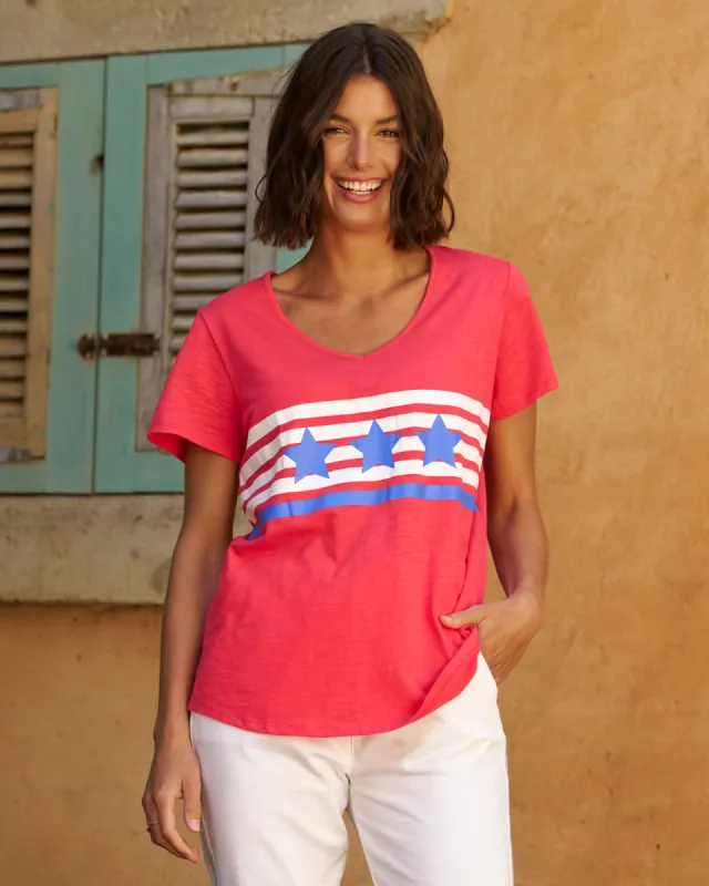 Betty Basics Amber Print Tee Star Race Stripe sold by Shine On