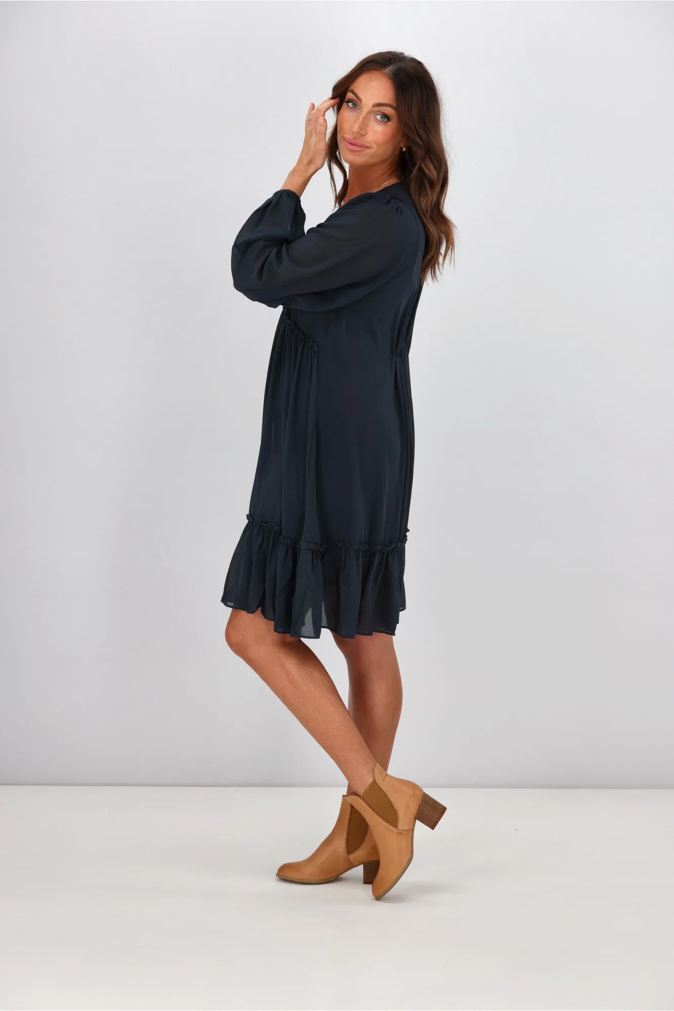 Gloss by Shine On Martha Ruffle Dress Petrol Blue sold by Shine On product image thumbnail 5