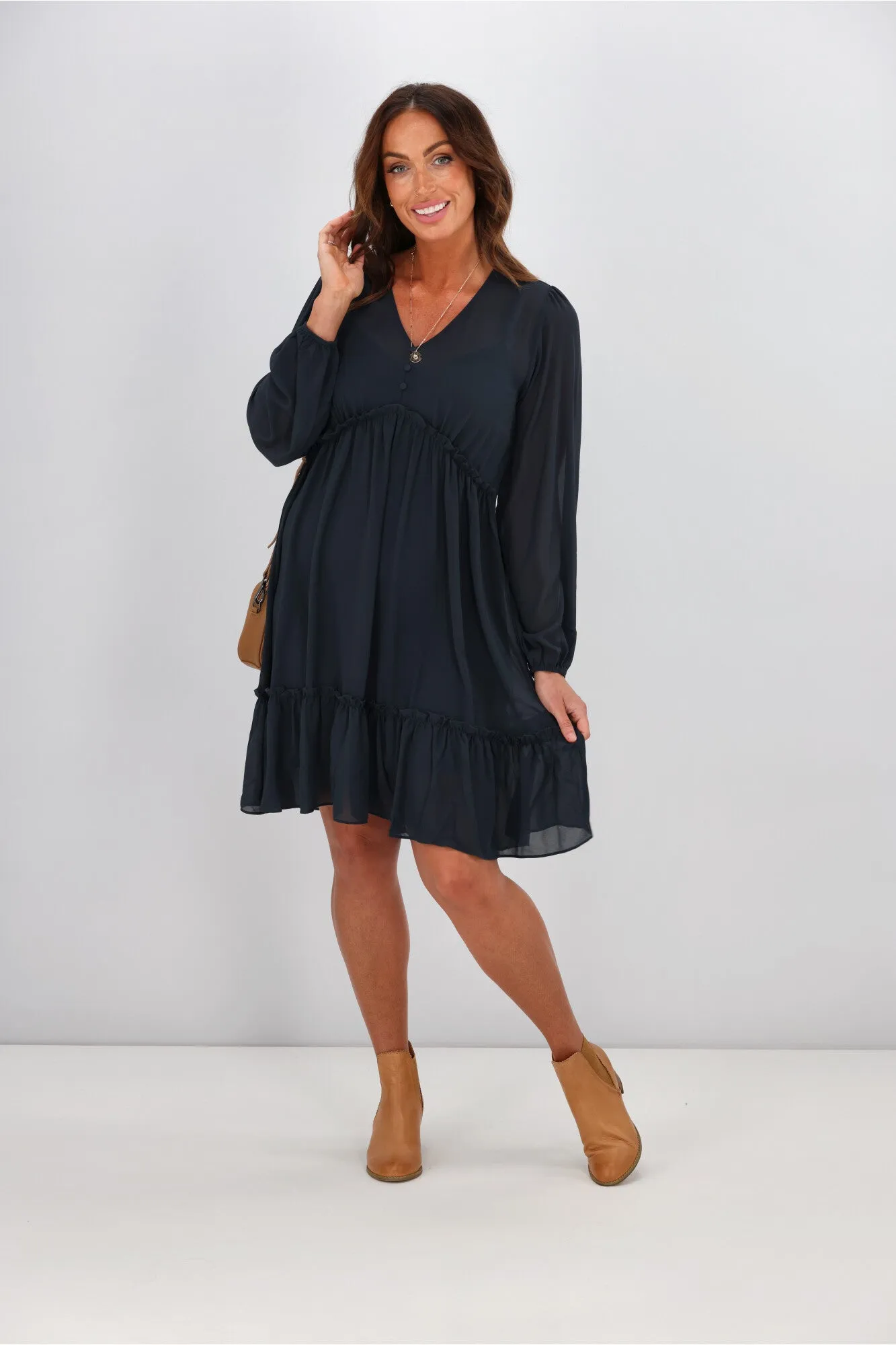 Gloss by Shine On Martha Ruffle Dress Petrol Blue sold by Shine On product image thumbnail 3