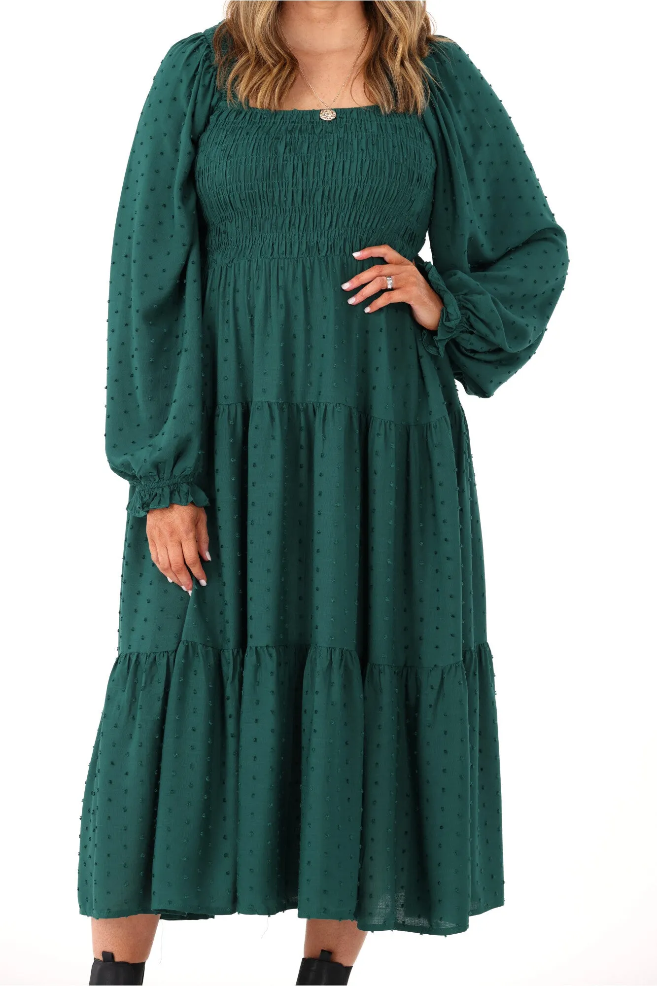 Salty Bright Rachel Dobby Dress Emerald sold by Shine On product image thumbnail 2