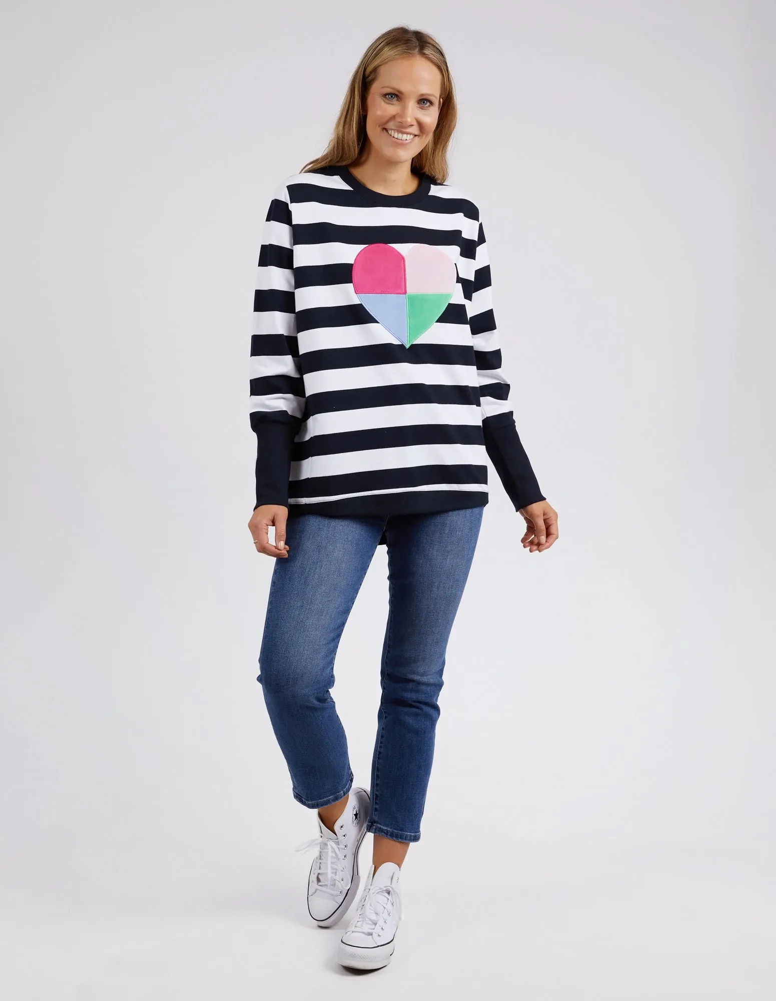 Elm Quarter Heart Crew Fleece Navy sold by Shine On product image thumbnail 2