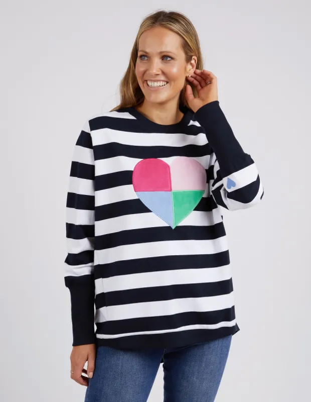 Elm Quarter Heart Crew Fleece Navy sold by Shine On