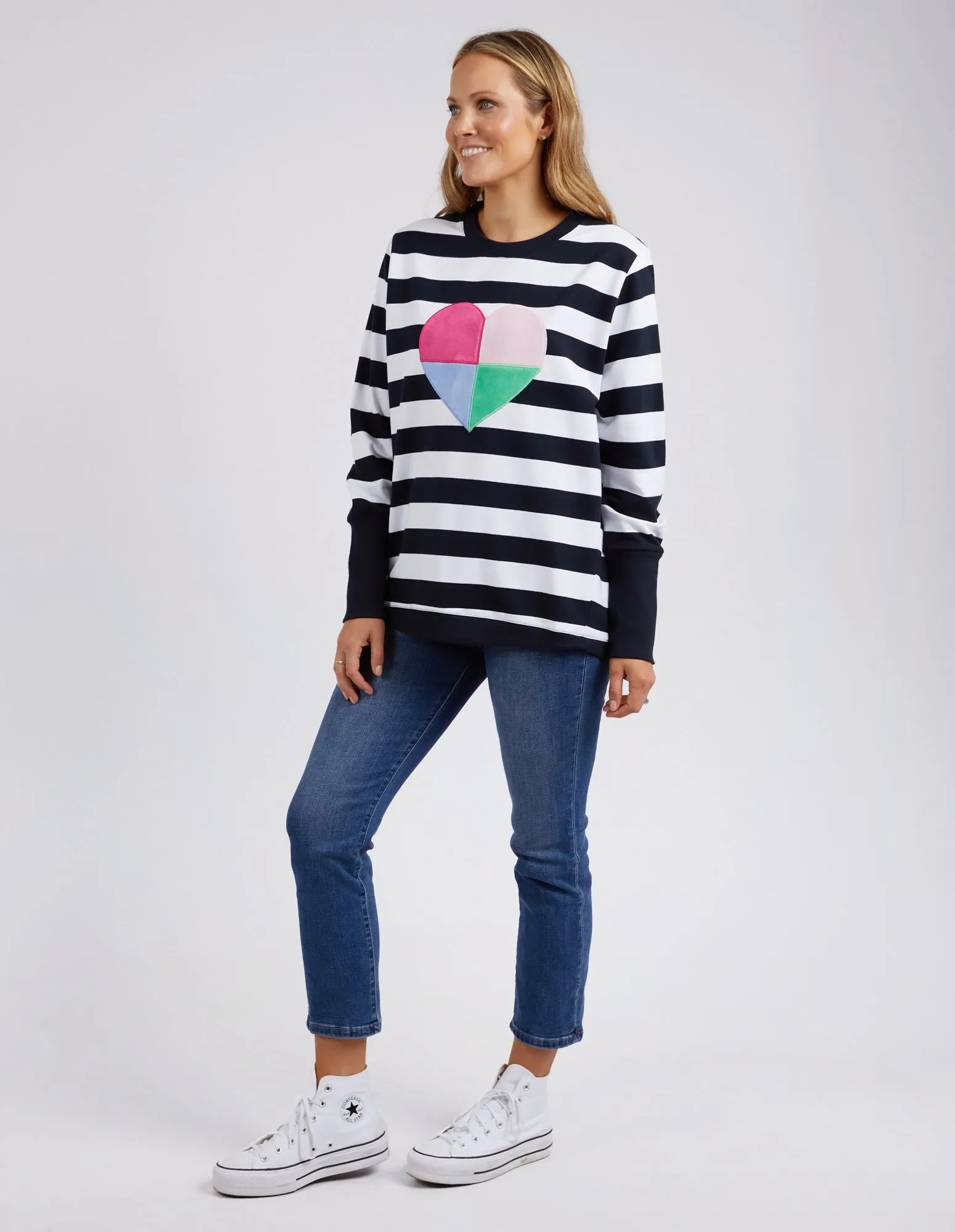 Elm Quarter Heart Crew Fleece Navy sold by Shine On product image thumbnail 4