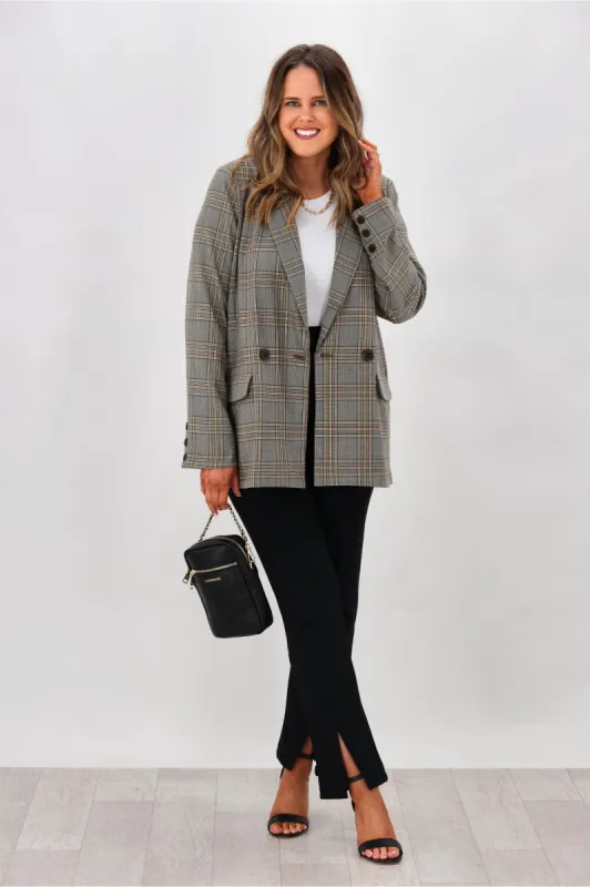 Foxwood Beatrix Blazer Tan Green Check sold by Shine On