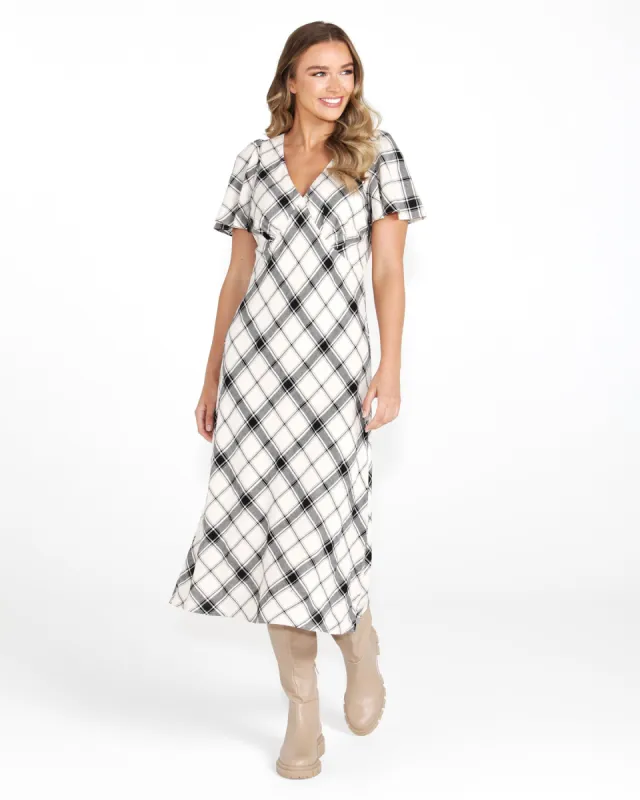 Sass Valentina Bias Midi Dress Check made by Shine On