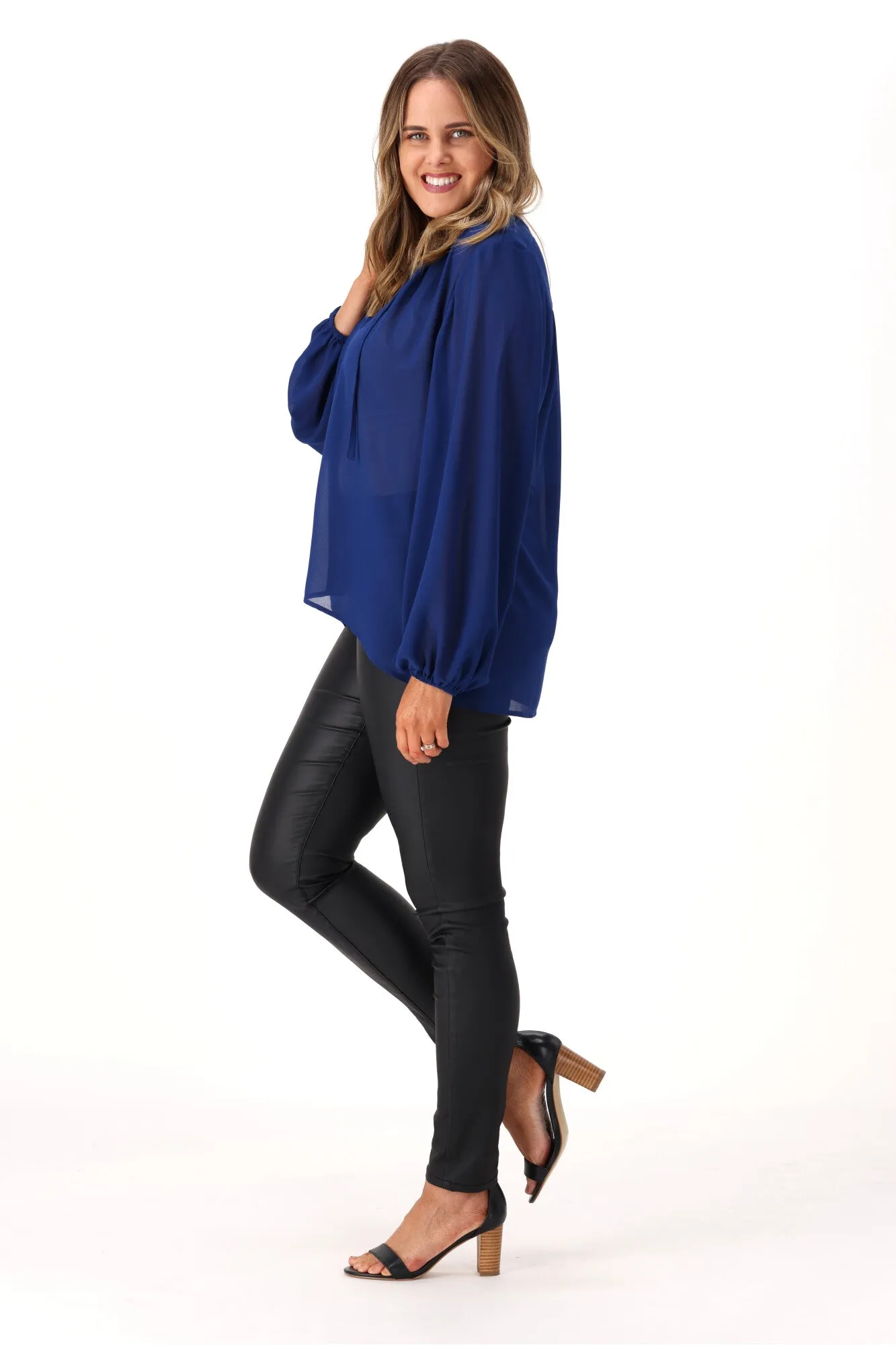 Gloss by Shine On Jessie Chiffon Blouse Indigo sold by Shine On product image thumbnail 5