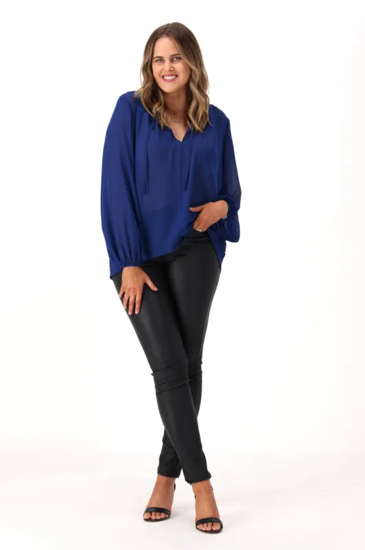 Gloss by Shine On Jessie Chiffon Blouse Indigo sold by Shine On
