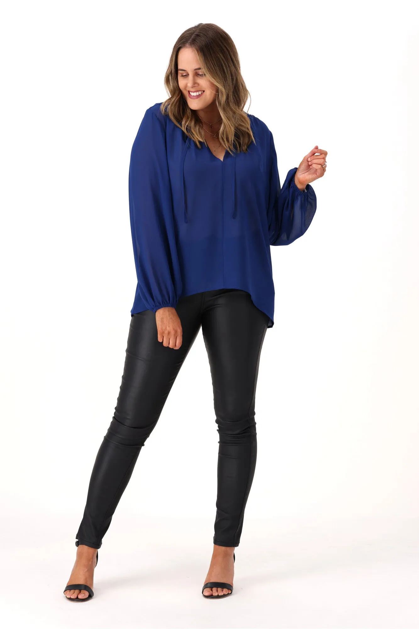 Gloss by Shine On Jessie Chiffon Blouse Indigo sold by Shine On product image thumbnail 2