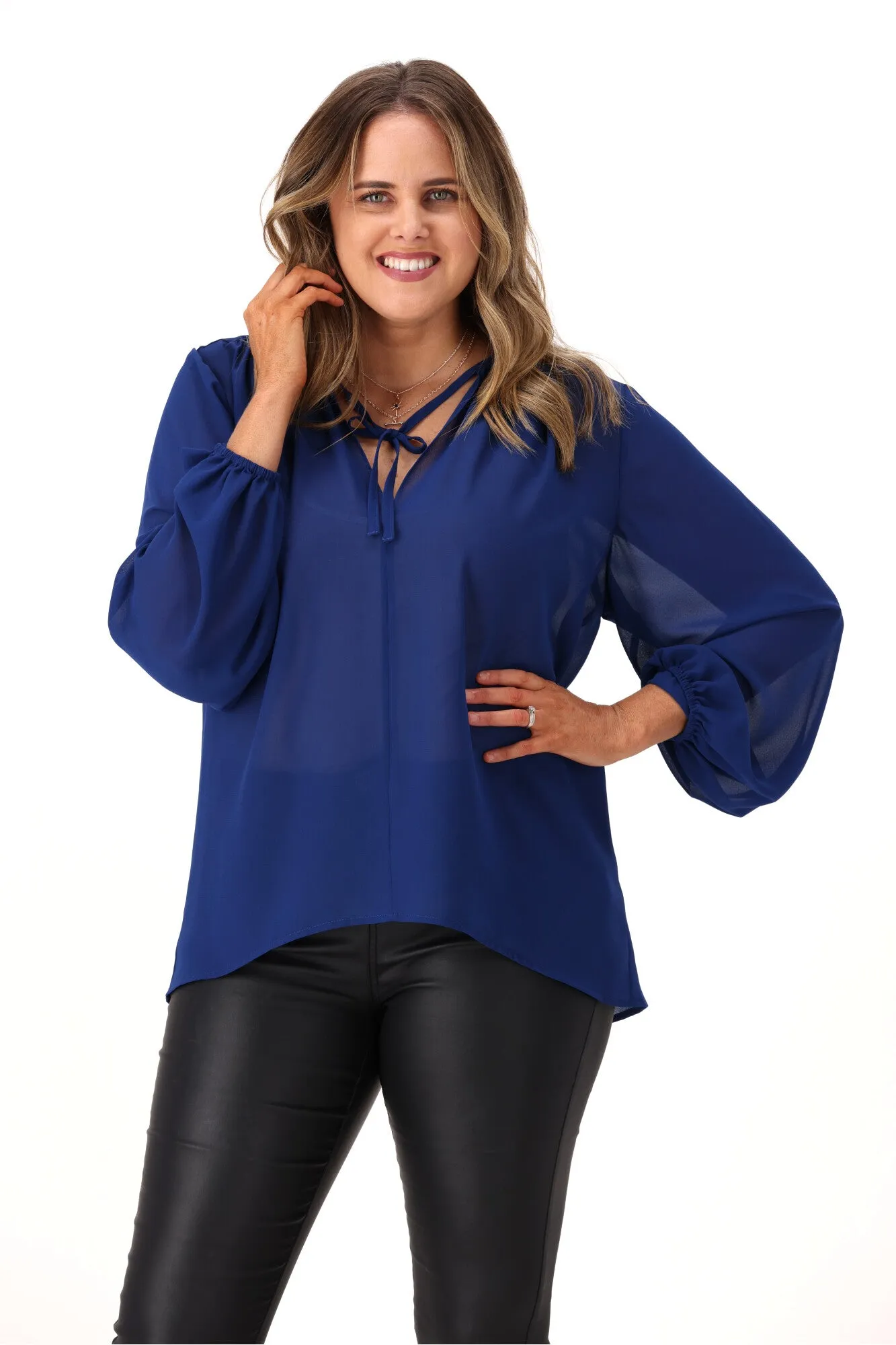 Gloss by Shine On Jessie Chiffon Blouse Indigo sold by Shine On product image thumbnail 3