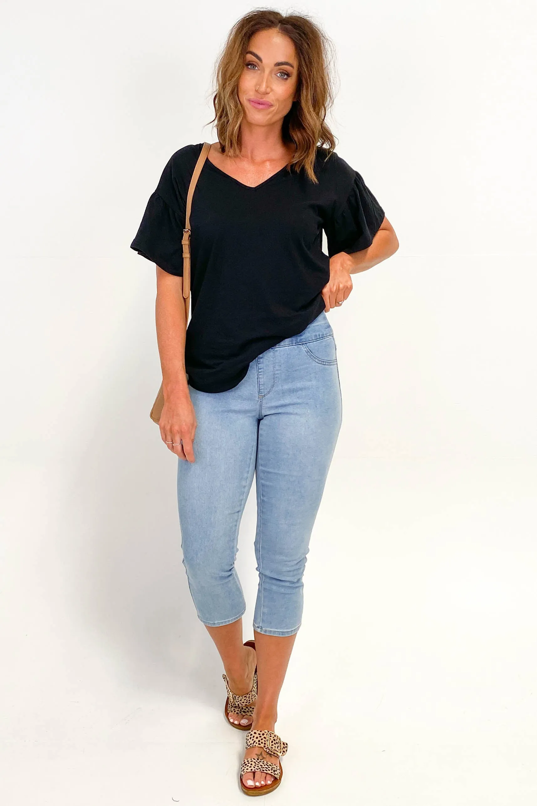 Betty Basics Maisie Capri Jean Ice Blue sold by Shine On
