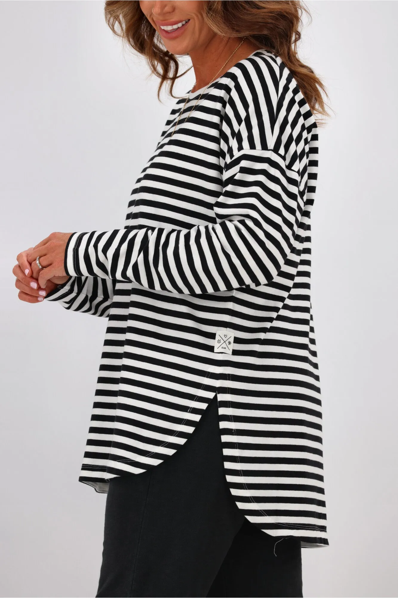 Elm Lauren L/S Tee Black & White Stripe sold by Shine On product image thumbnail 4